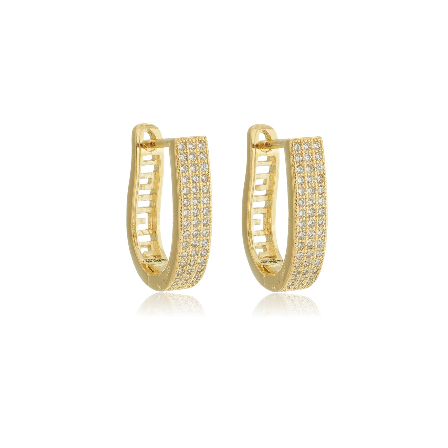 Geometric Cutout Pavé Hoop