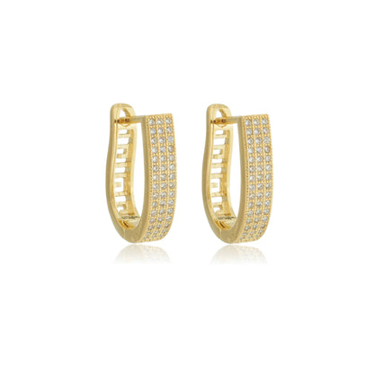 Geometric Cutout Pavé Hoop