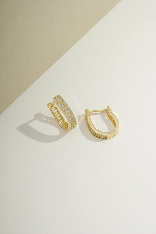 Geometric Cutout Pavé Hoop Gold