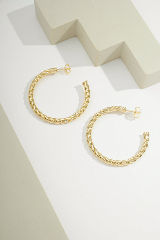 Grande Twisted Open Hoops Gold