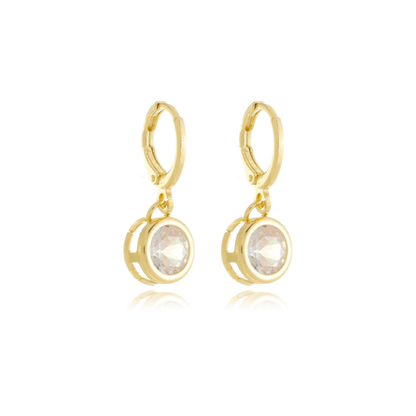 Zirconia Drop Huggie Gold
