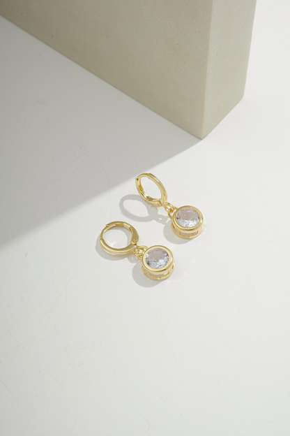 Zirconia Drop Huggie Gold