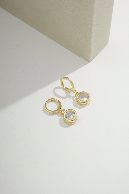 Zirconia Drop Huggie Gold