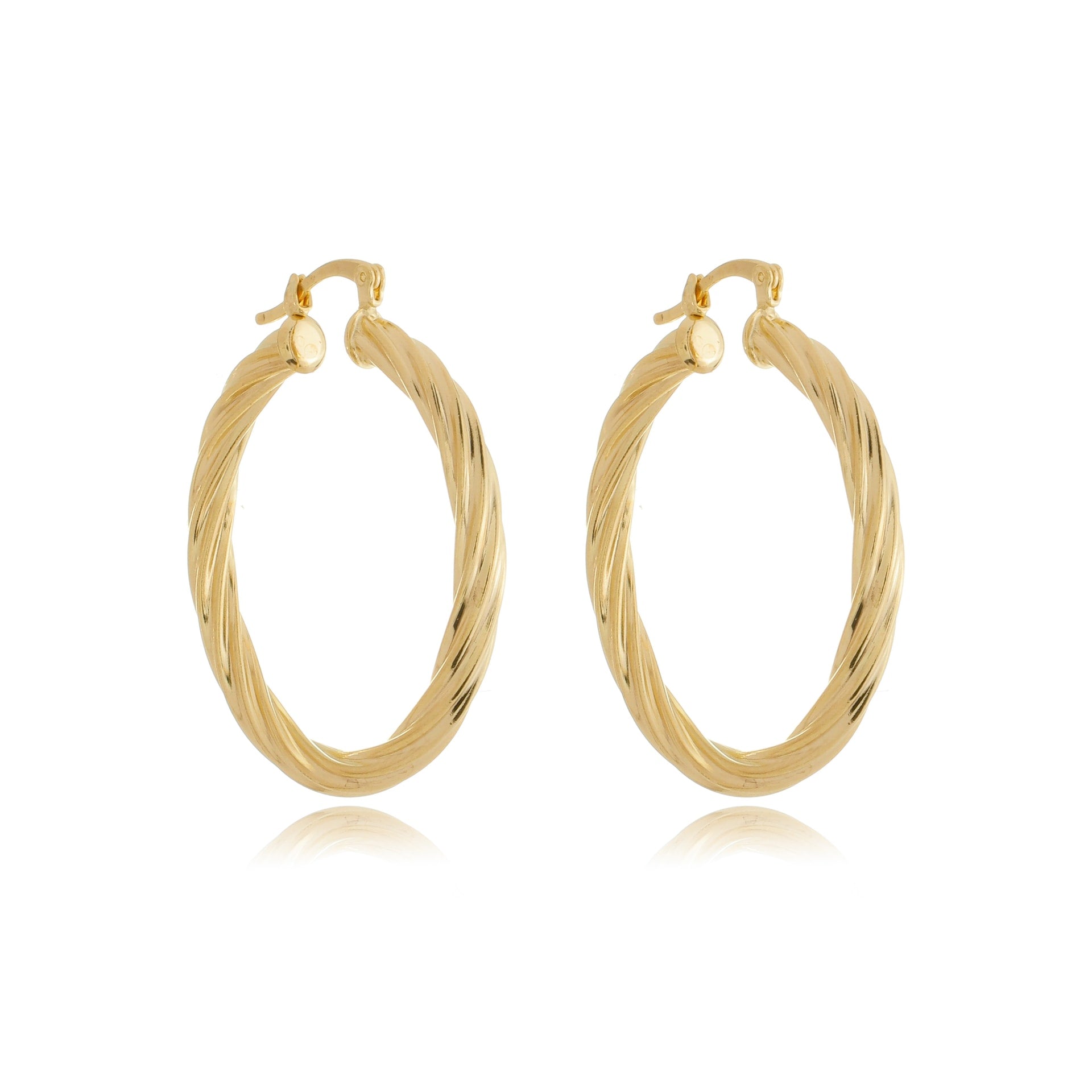 Classic Twisted Tube Hoop Earrings Gold