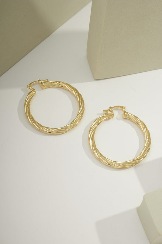 Classic Twisted Tube Hoop Earrings Gold