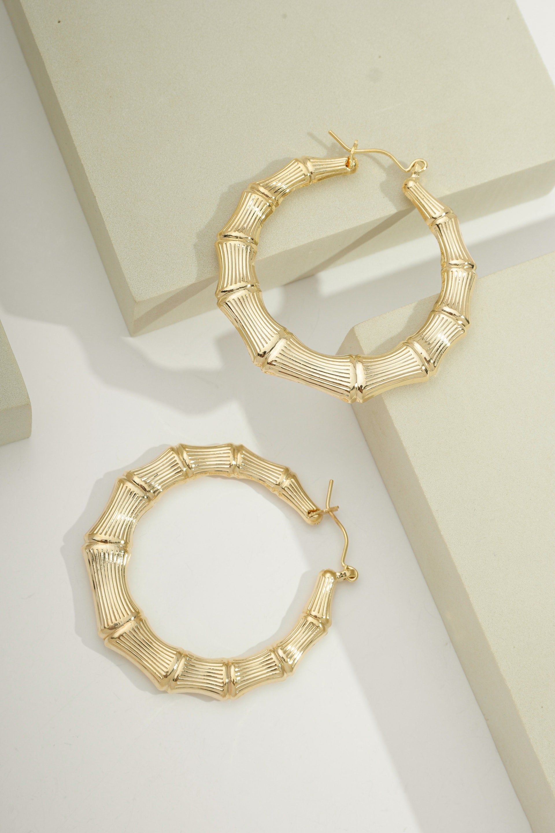 Grande Bamboo Hoops Gold