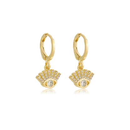 Pavé Beauty Eye Charm Huggie Gold