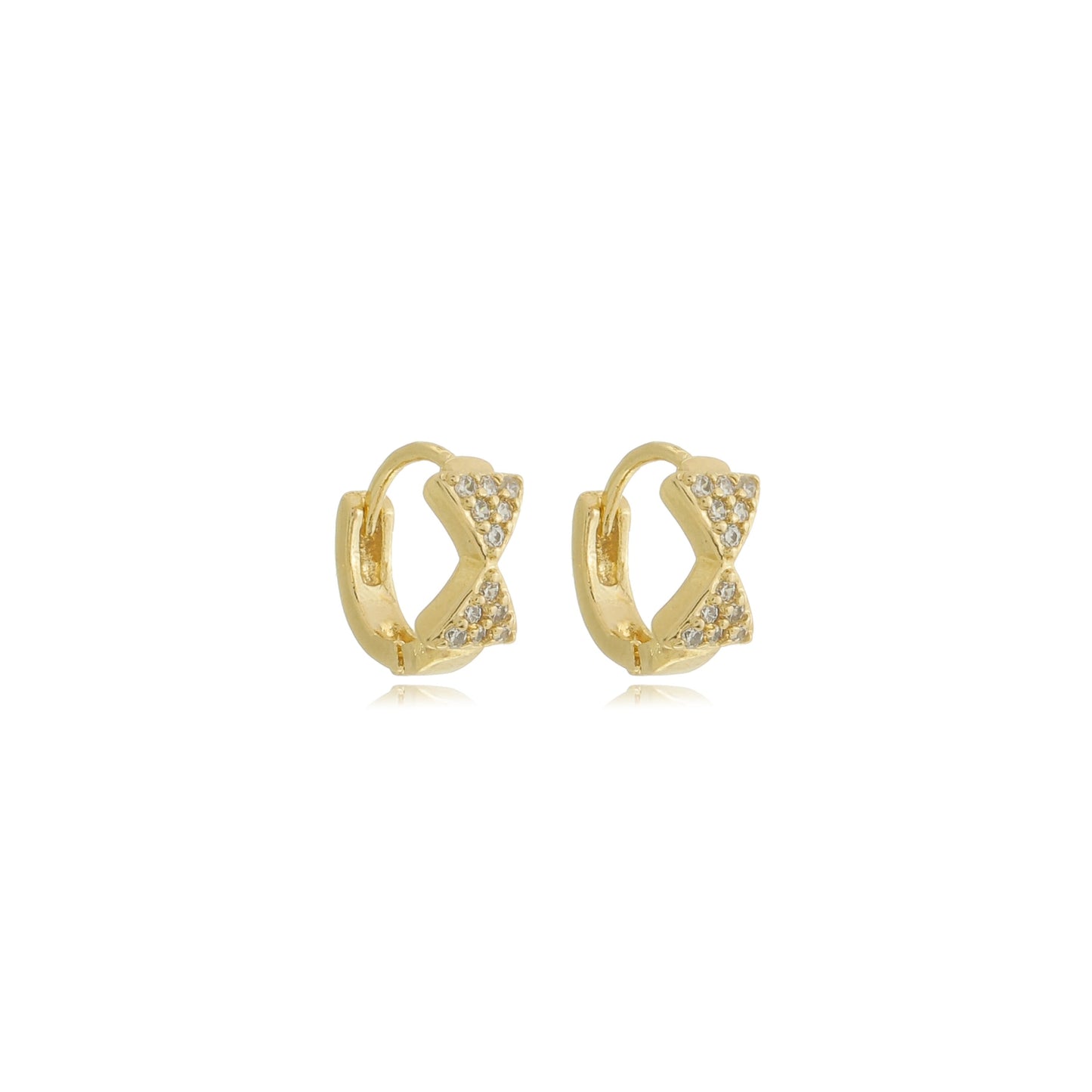 Dainty Pavé Bow Huggies Gold
