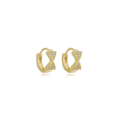 Dainty Pavé Bow Huggies Gold