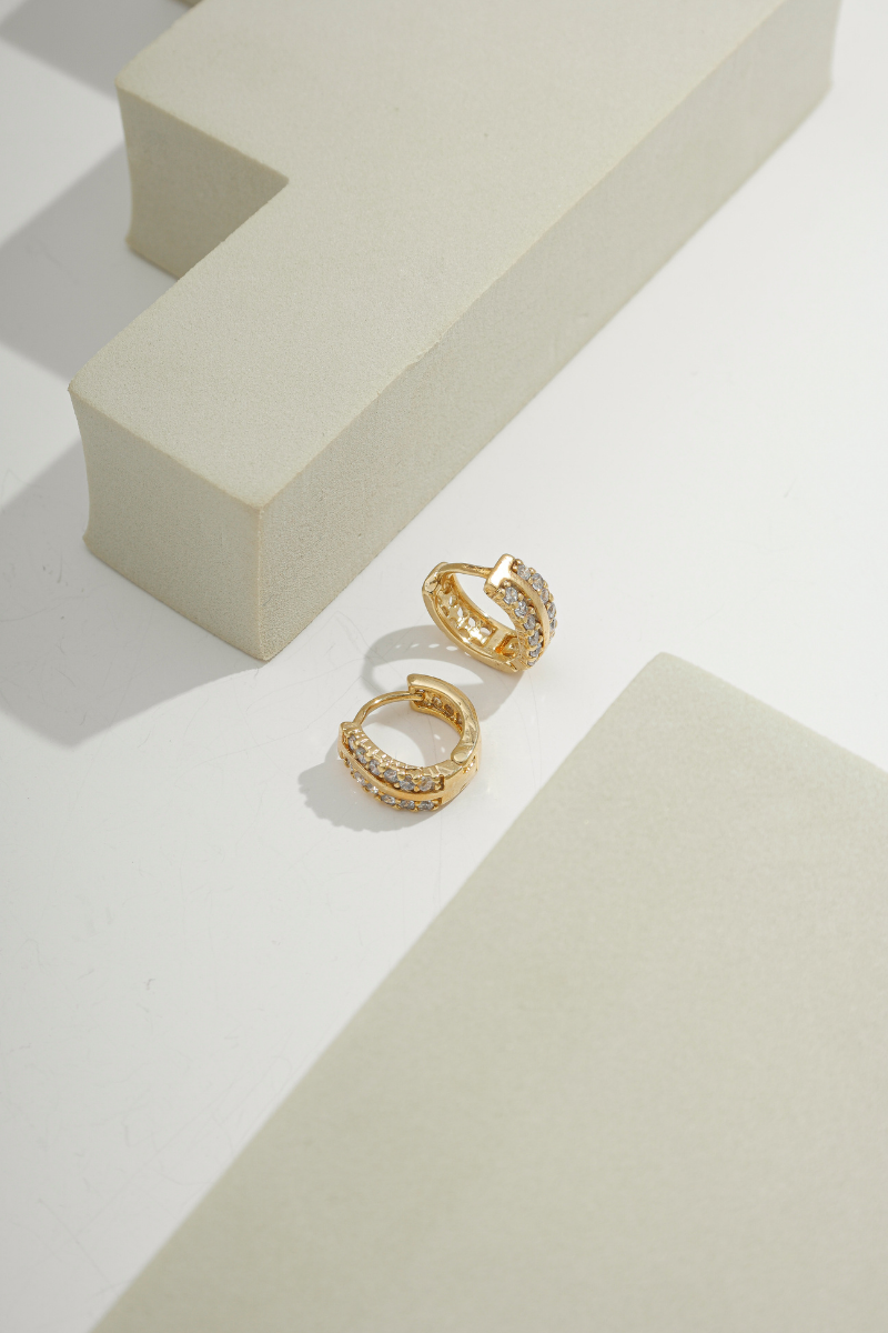 Ipanema Duo Pavé Huggie Gold