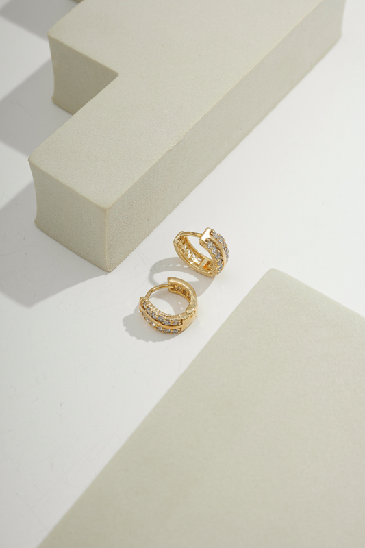 Ipanema Duo Pavé Huggie Gold