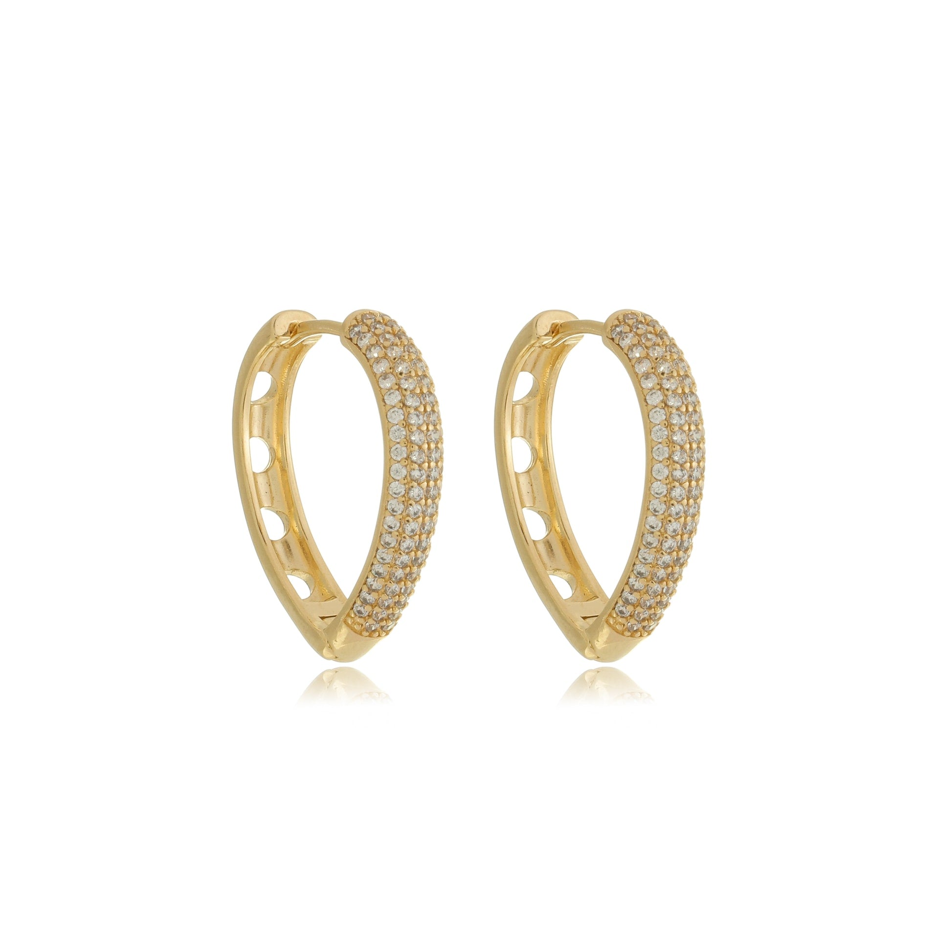 Radiant Pavé Crescent Hoops Gold