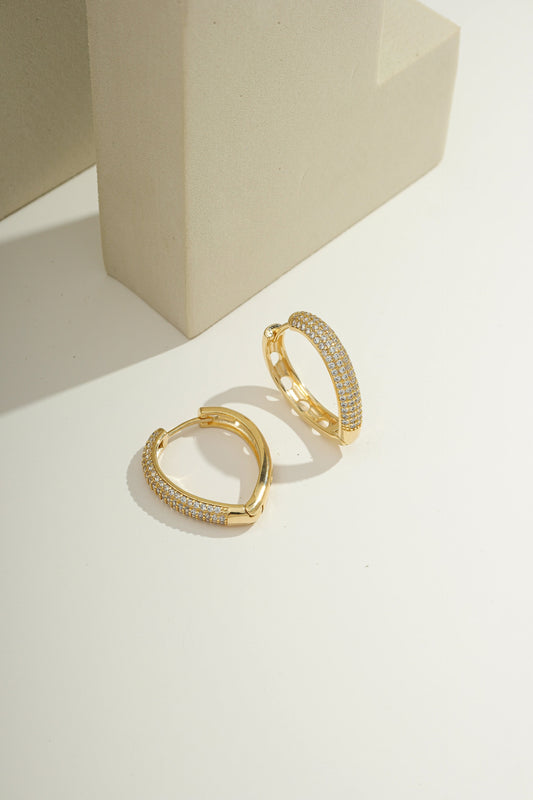 Radiant Pavé Crescent Hoops Gold