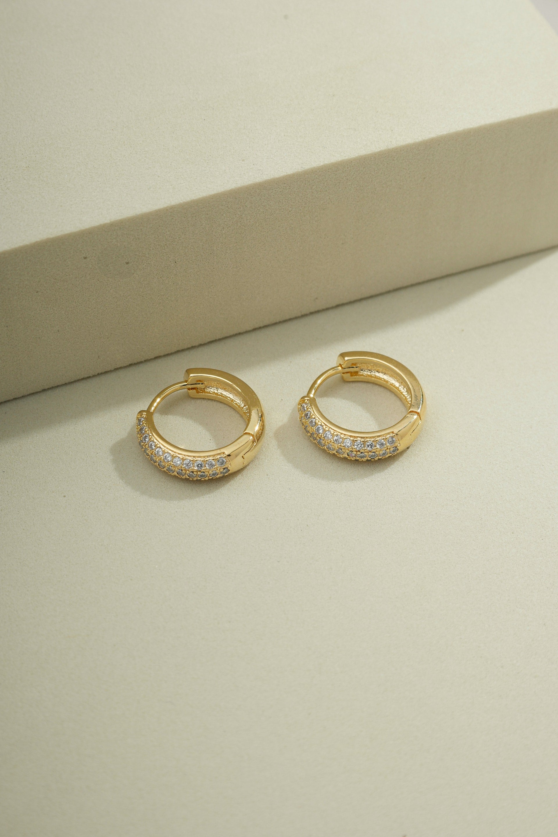 Trio Pavé Huggies Gold