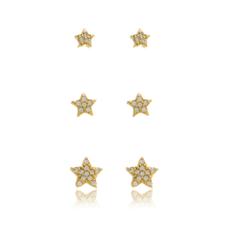 Pavé Star Stud Set Gold