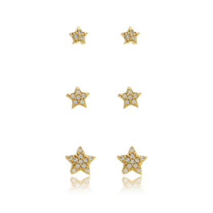 Pavé Star Stud Set Gold