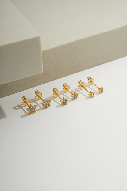 Pavé Star Stud Set Gold