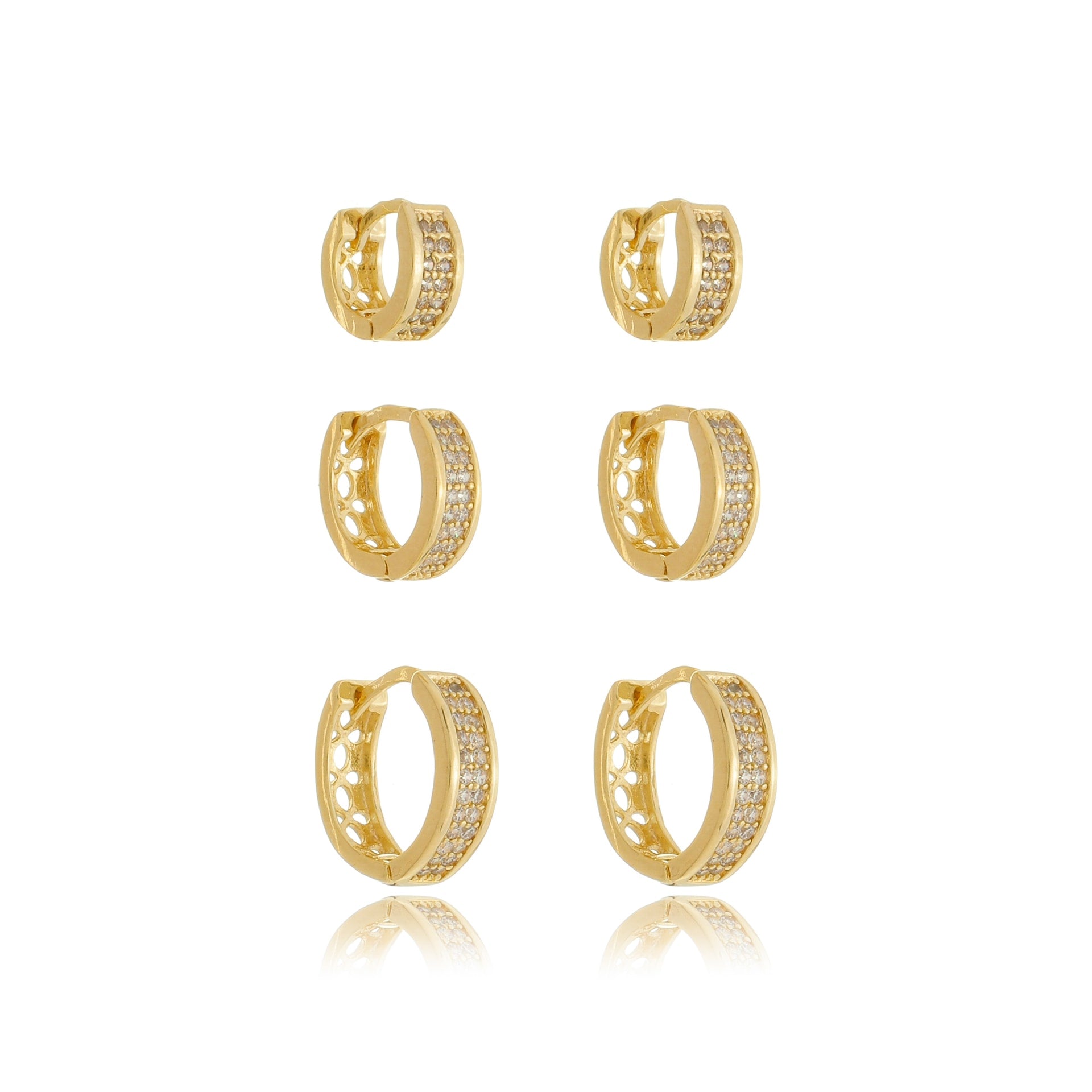 Bossa Nova Shimmering Huggie Set Gold