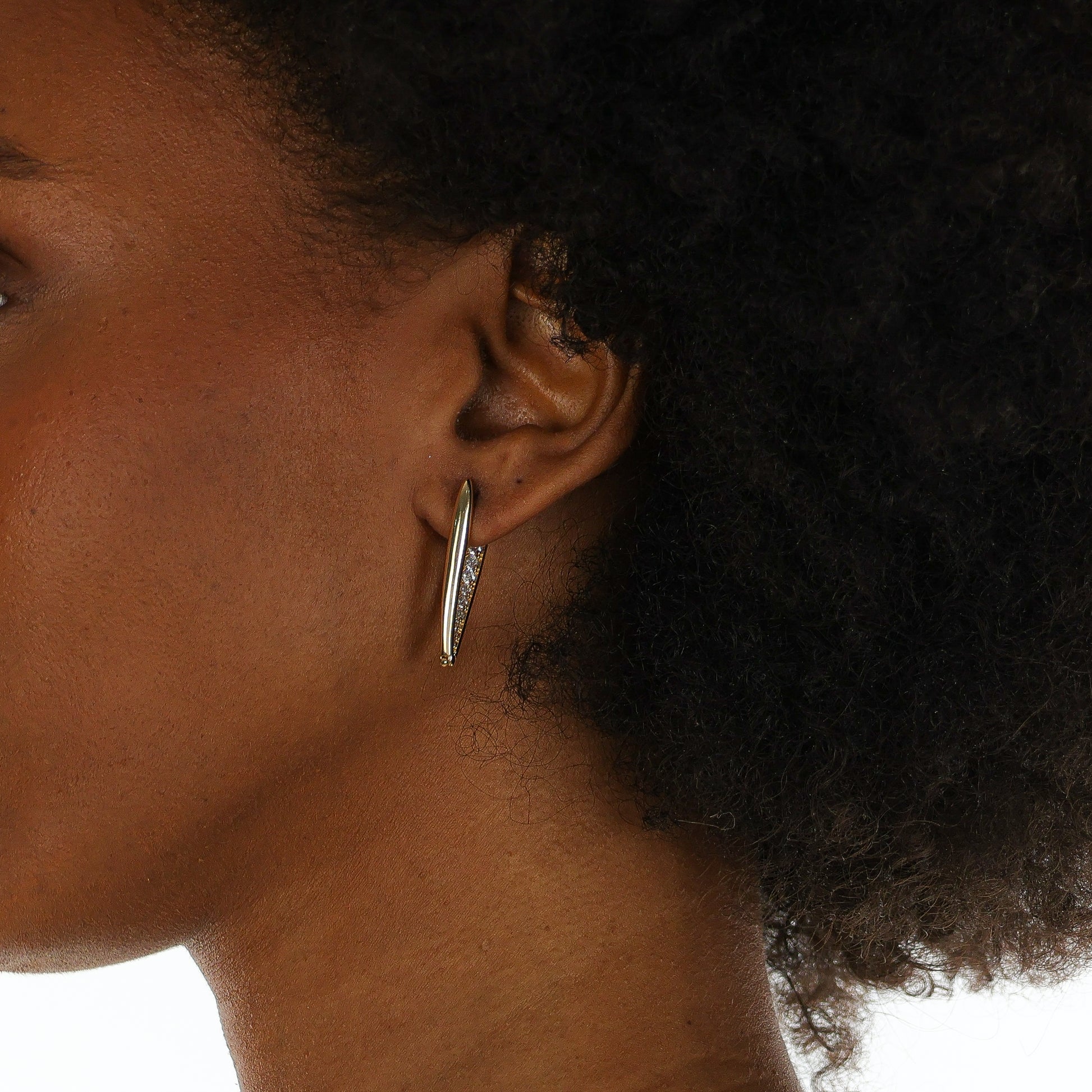 Elongated V Hoops Gold