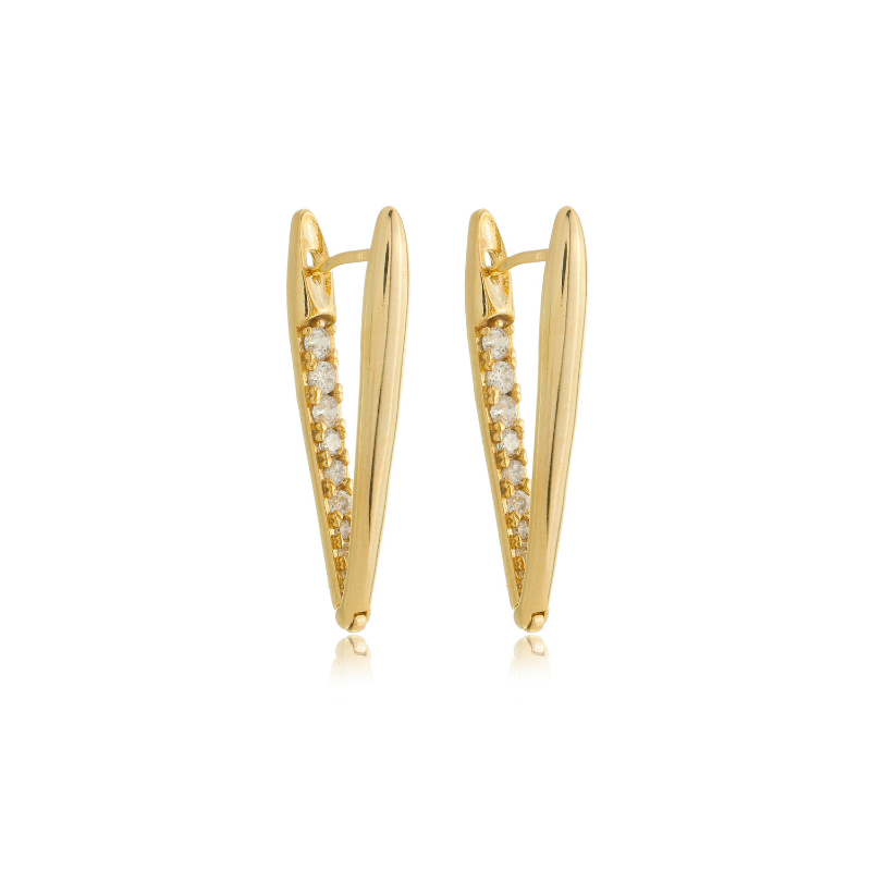 Elongated V Hoops Gold