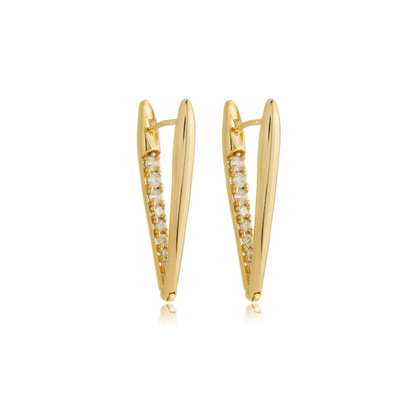 Elongated V Hoops Gold