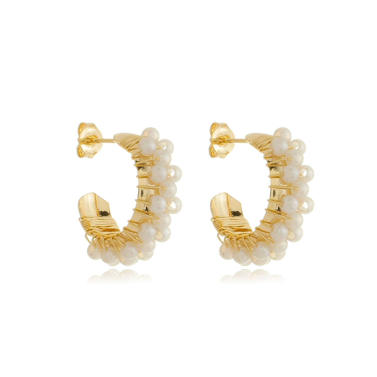 Petite Treasured Pearl Hoops Gold