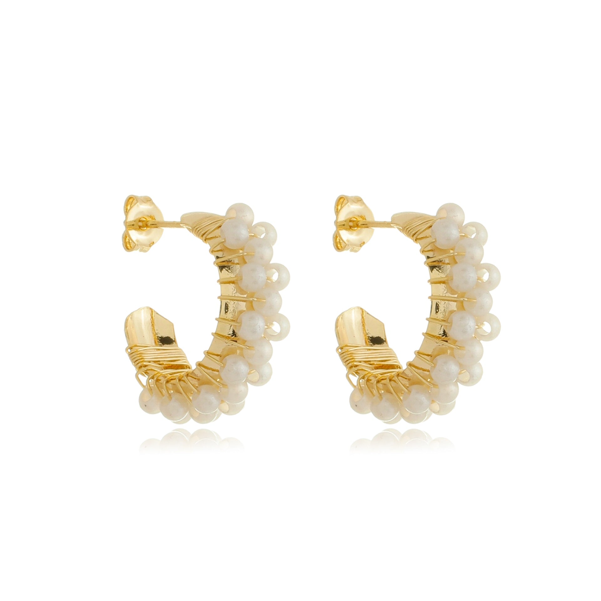 Petite Treasured Pearl Hoops Gold
