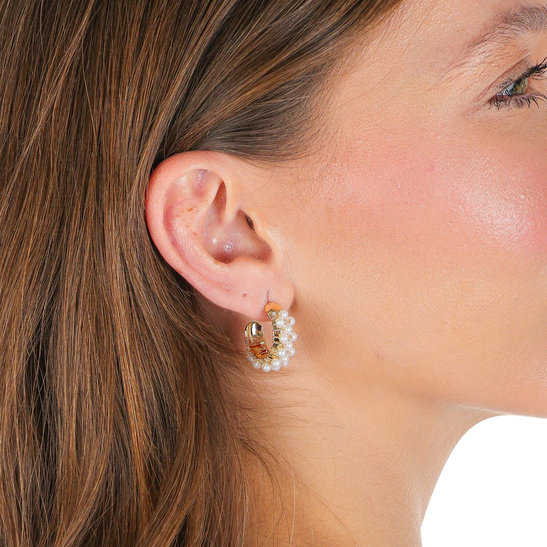 Petite Treasured Pearl Hoops Gold