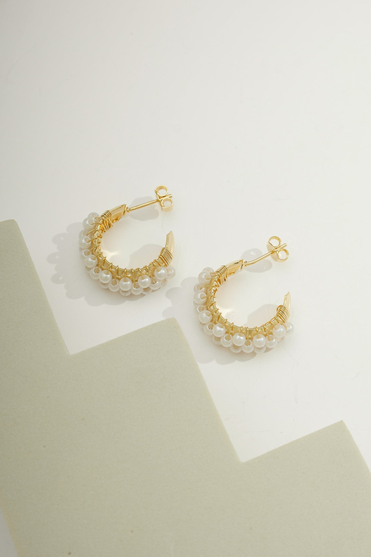Petite Treasured Pearl Hoops Gold