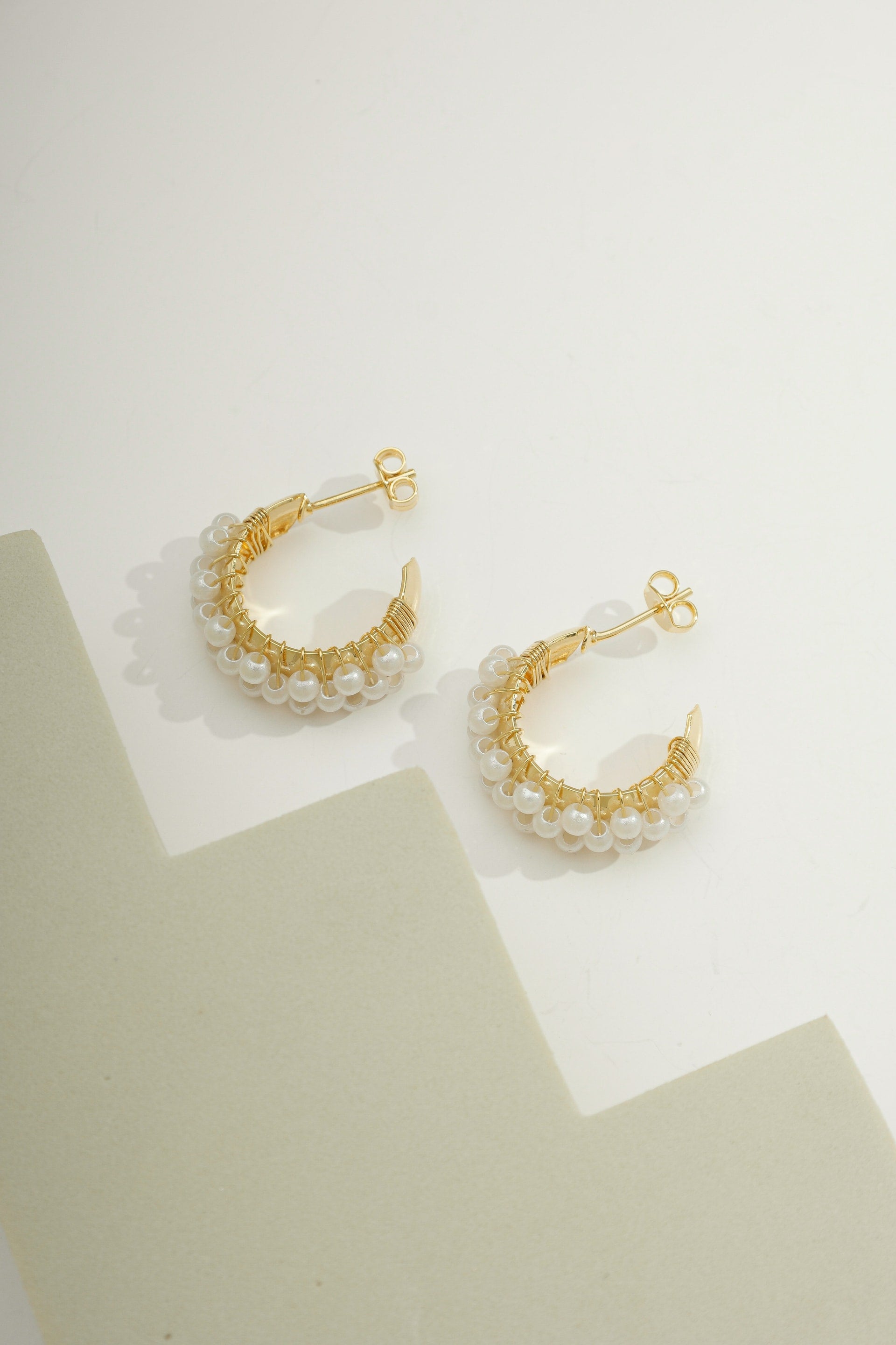 Petite Treasured Pearl Hoops Gold