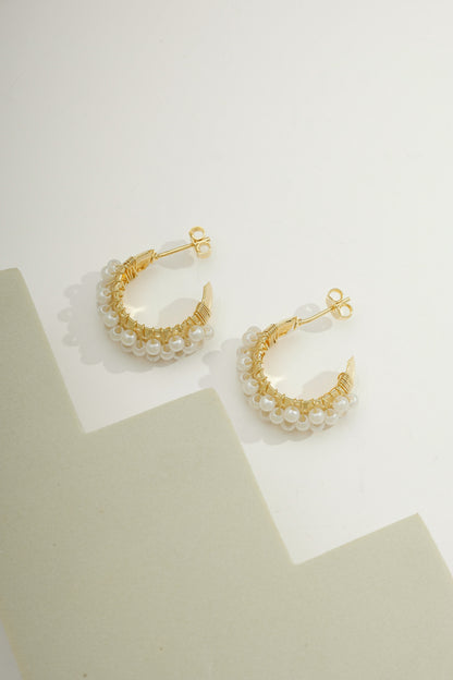 Petite Treasured Pearl Hoops Gold