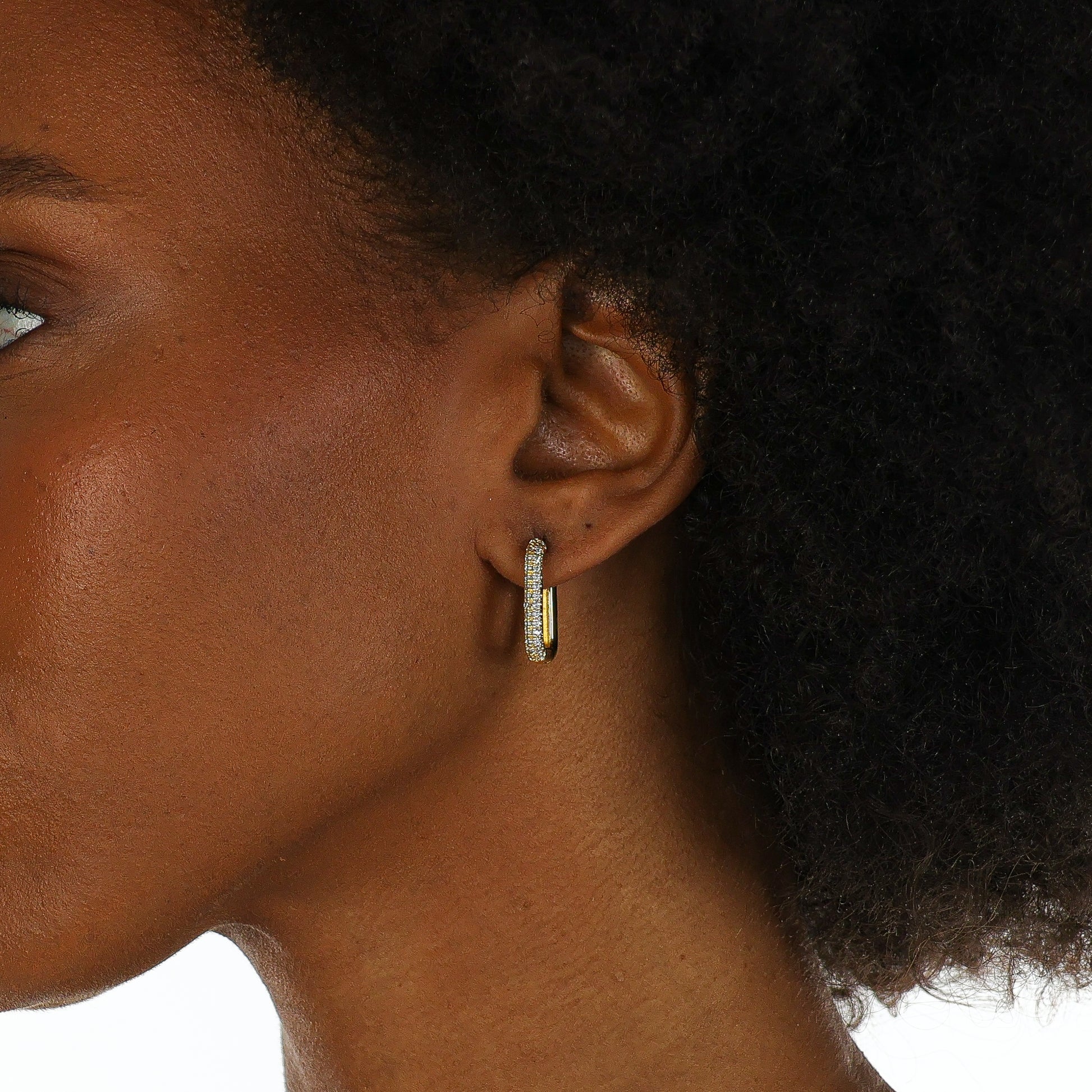 Shimmer Pavé Link Hoop Gold