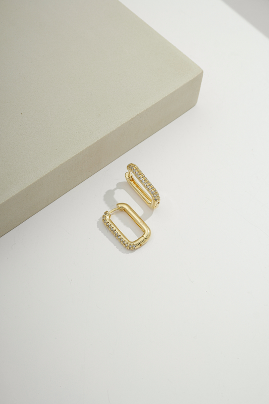 Shimmer Pavé Link Hoop Gold