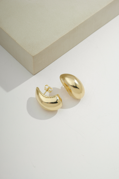 Classic Embossed Teardrop Earrings Gold