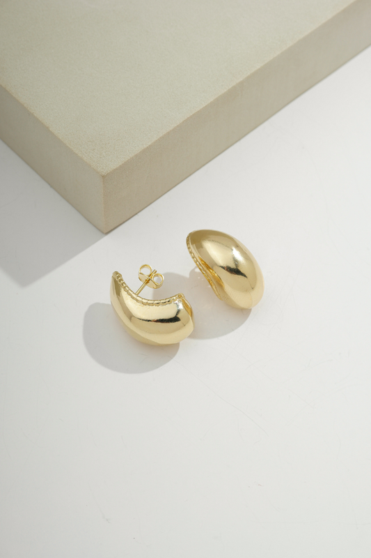 Classic Embossed Teardrop Earrings Gold