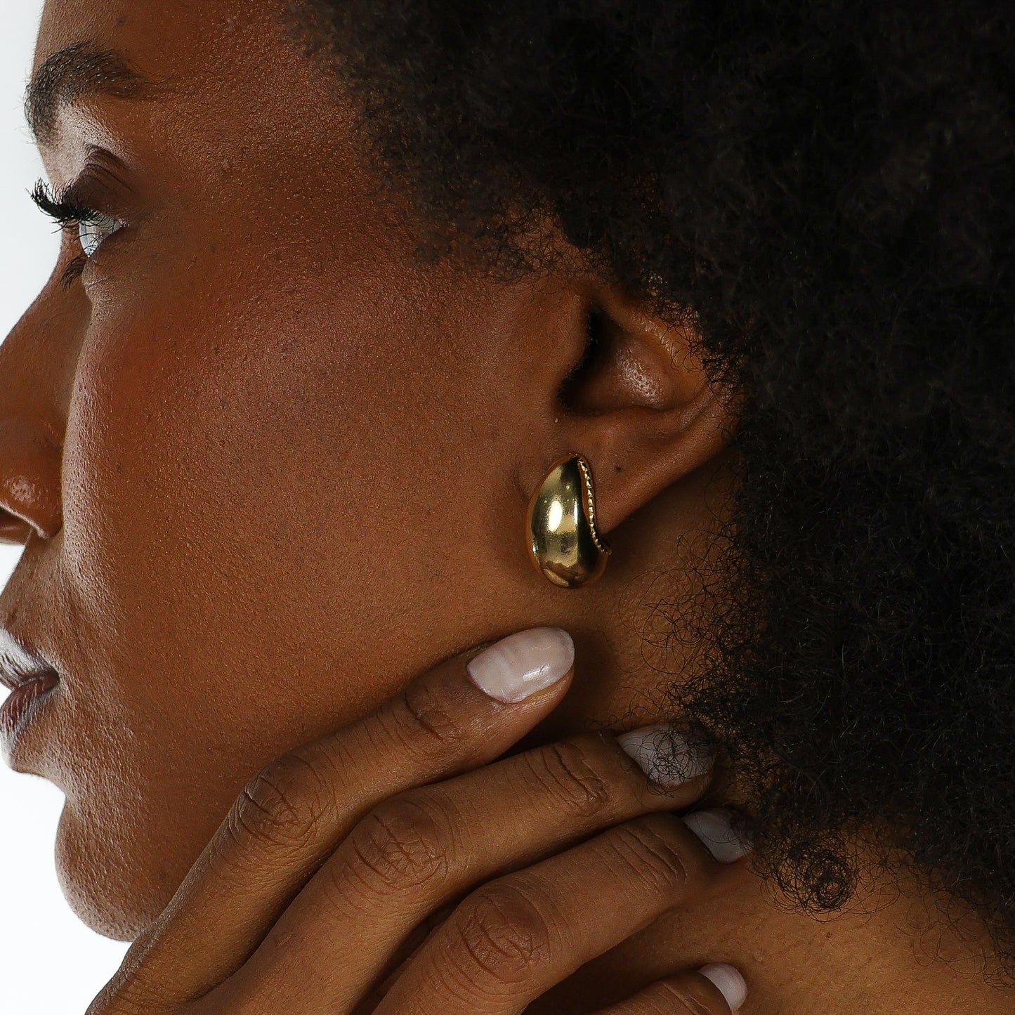 Classic Embossed Teardrop Earrings Gold