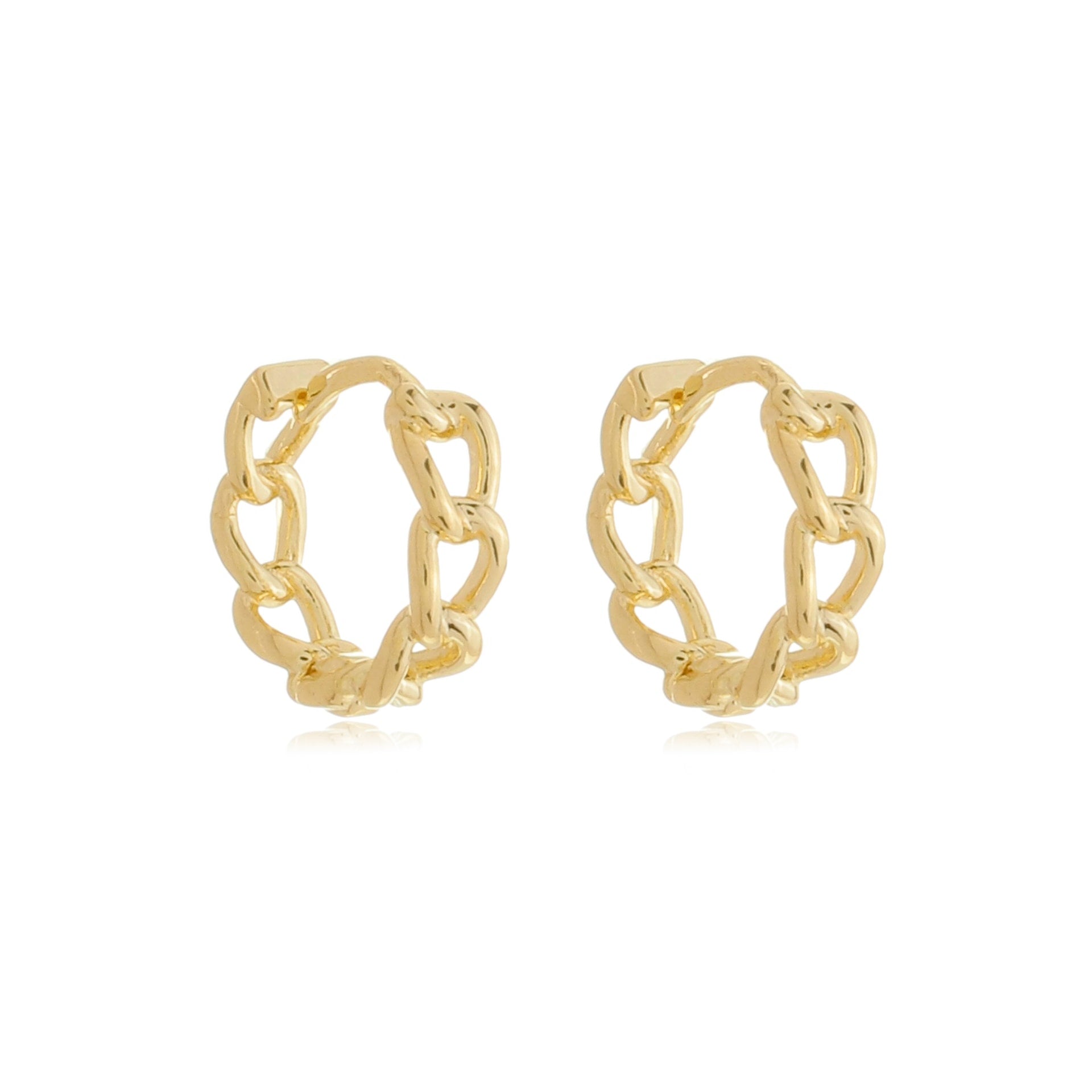 Petite Chain Link Hoops Gold