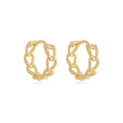 Petite Chain Link Hoops Gold