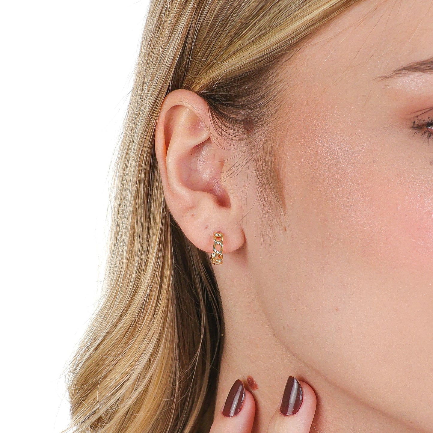 Petite Chain Link Hoops Gold