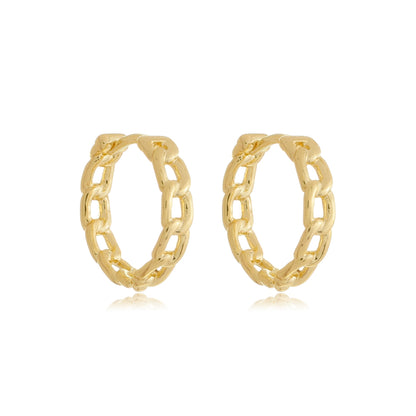 Midi Chain Link Hoops Gold