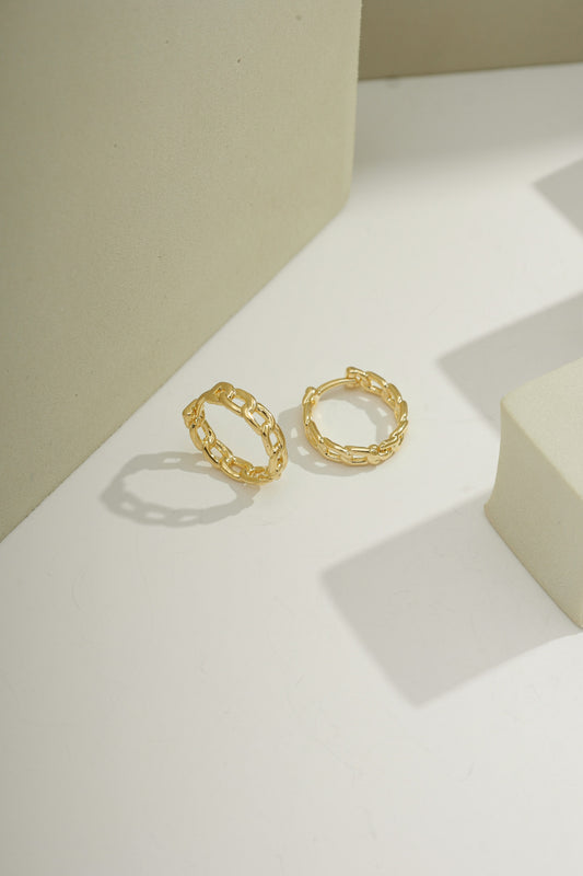 Midi Chain Link Hoops Gold