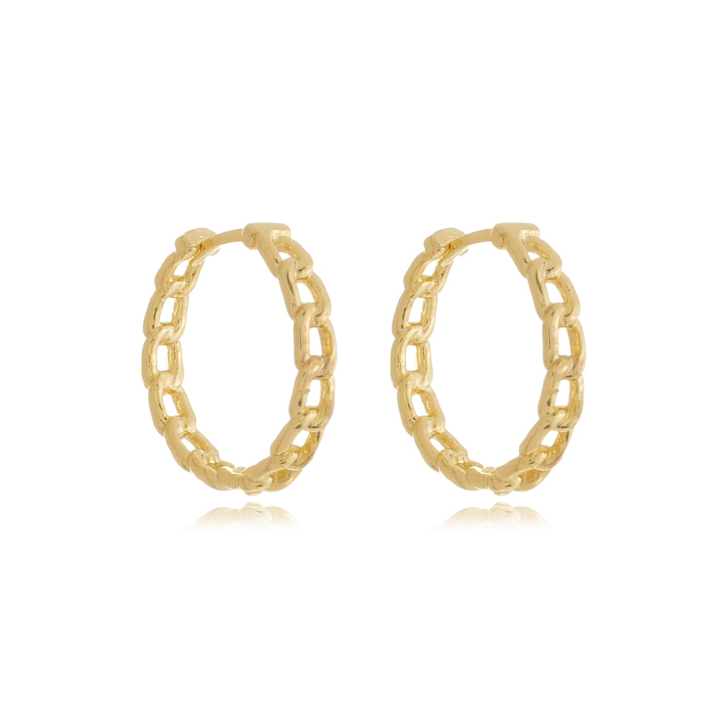 Grande Chain Link Hoops Gold