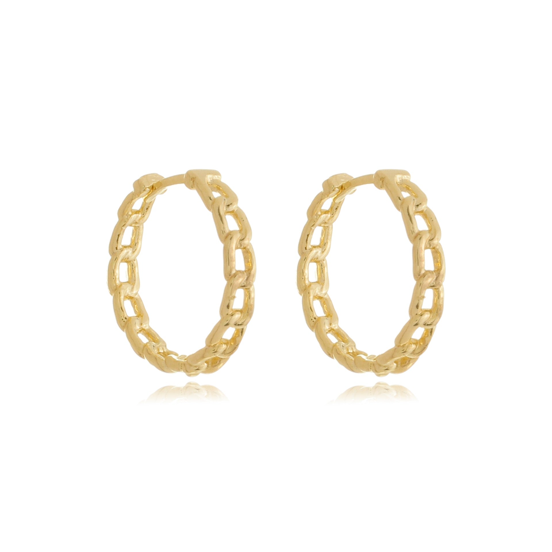 Grande Chain Link Hoops Gold