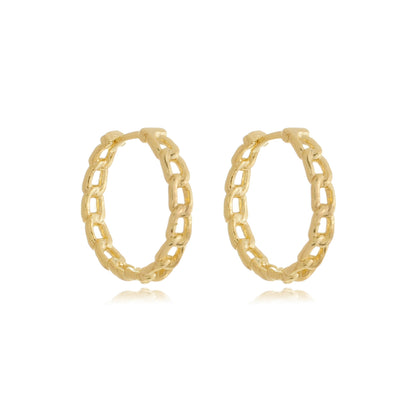 Grande Chain Link Hoops Gold