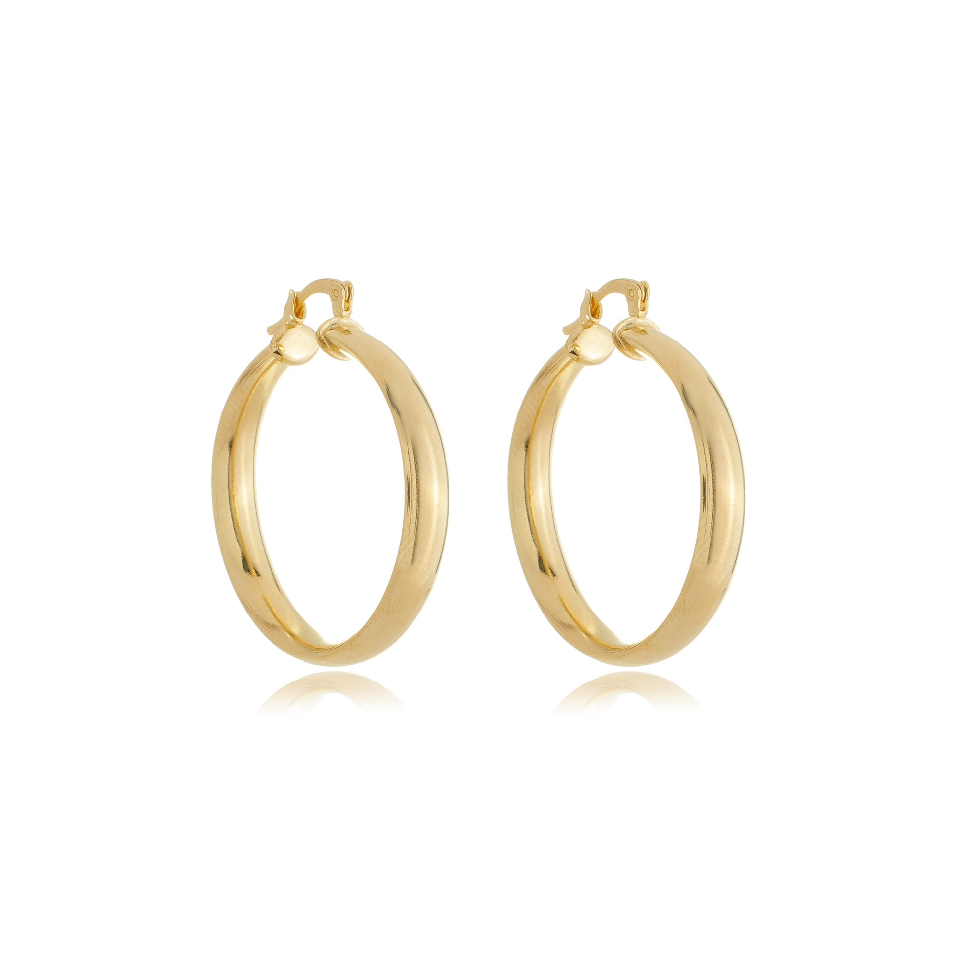 Flattened Tube Hoops Gold