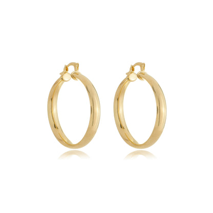 Flattened Tube Hoops Gold