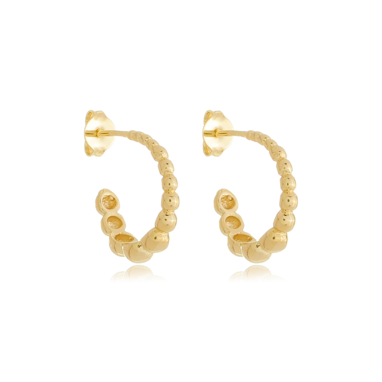 Graduated Beaded Hoops Gold