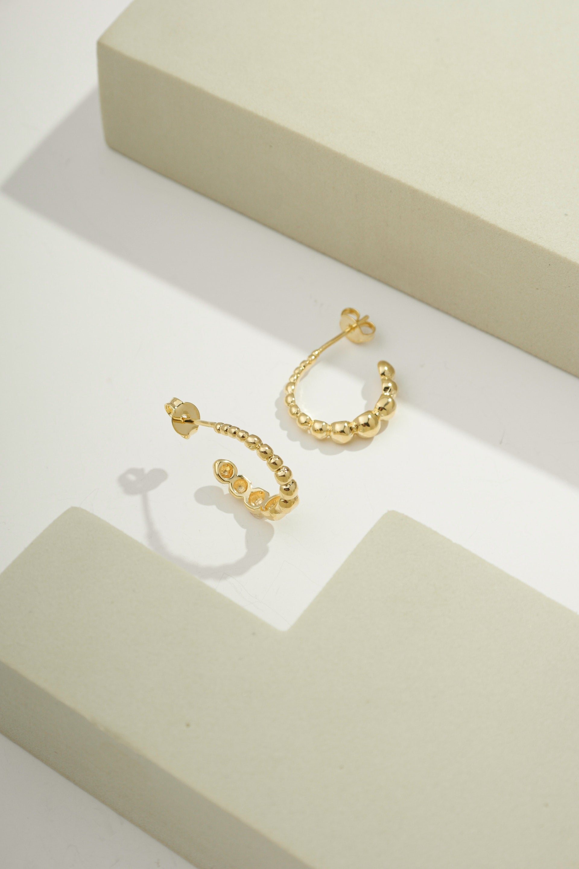 Graduated Beaded Hoops Gold