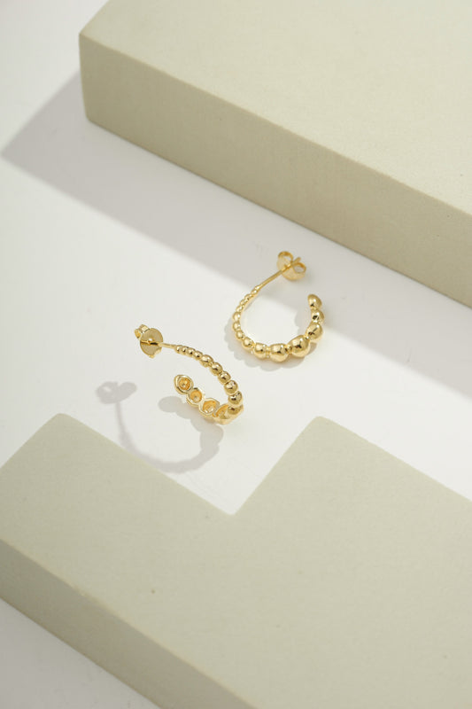 Graduated Beaded Hoops Gold