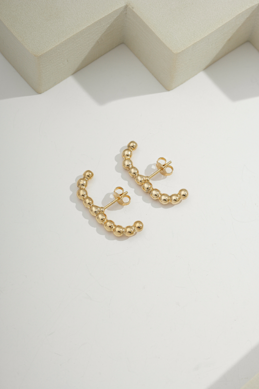 Beaded Arc Earring Gold